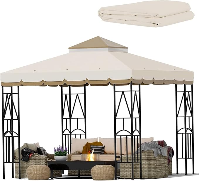 10x10 Canopy Replacement Top Double Tiered Gazebo Cover by Unknown