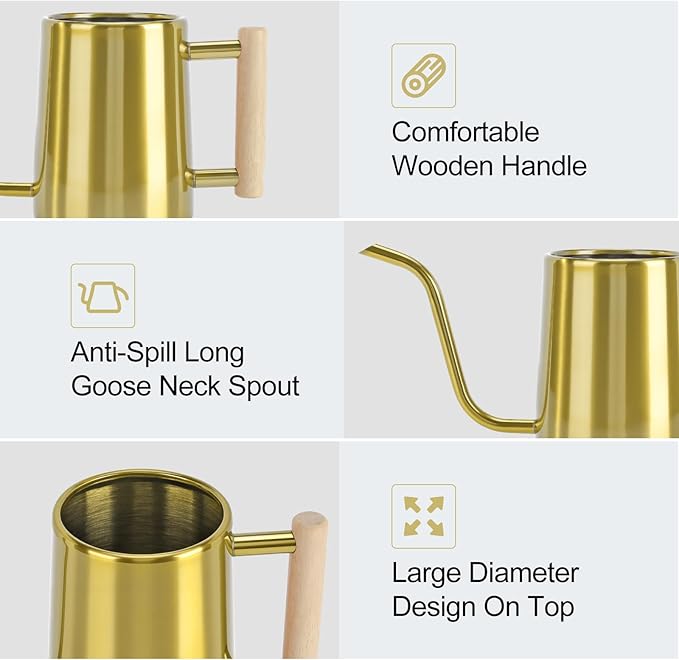 Watering Can Indoor Plants, 35 oz/1000 ml Metal Stainless Steel Watering Can Pot - Image 4