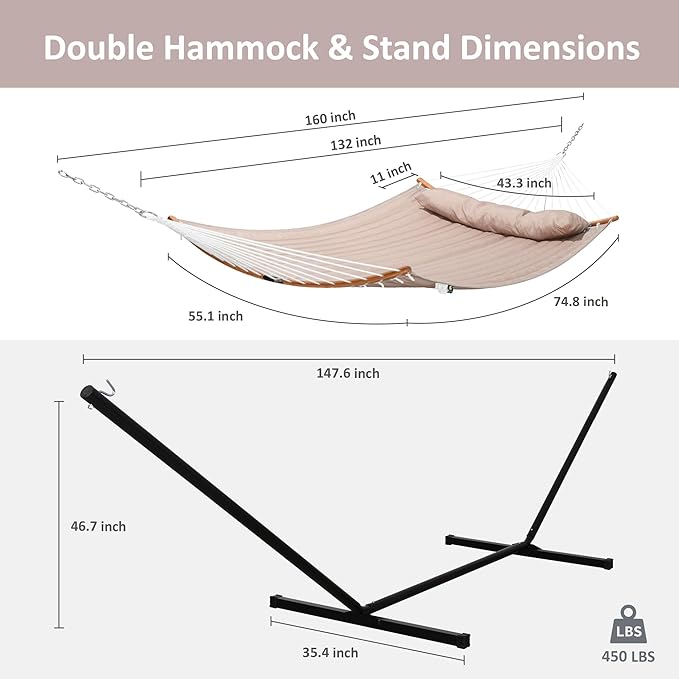 SUNCREAT 55 Inch Large Double Hammock - Image 6