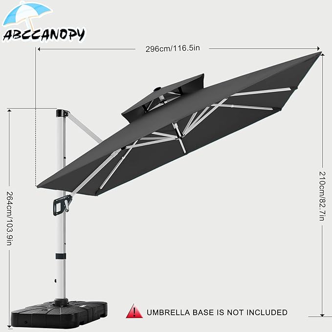ABCCANOPY Patio Umbrella Cantilever Double Top Outdoor Offset Umbrella - Image 3