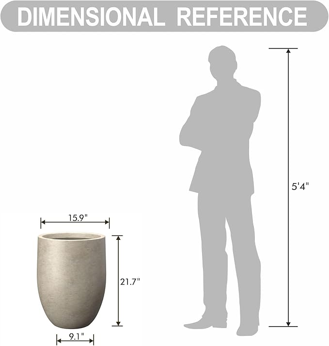 Kante Tall Concrete Planter, 21.7-Inch Height Weathered Concrete Large Indoor - Image 7