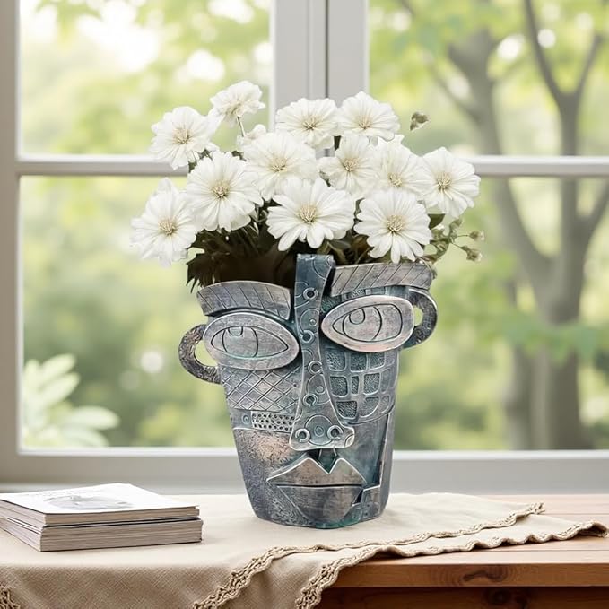 Picasso Abstract Face Flower Pot, Unique Resin Crafted Planter - Image 3