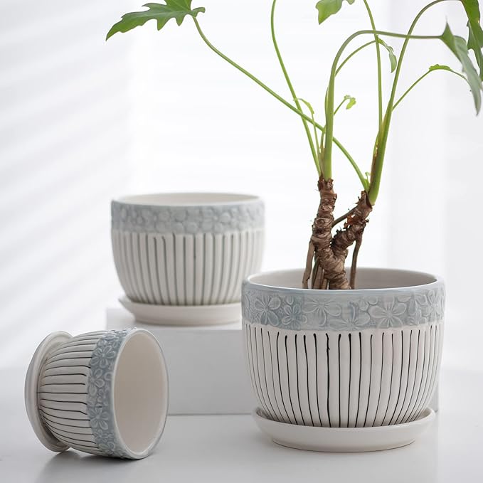 Ton Sin Grey Flower Pots, Texture Planter - Image 6