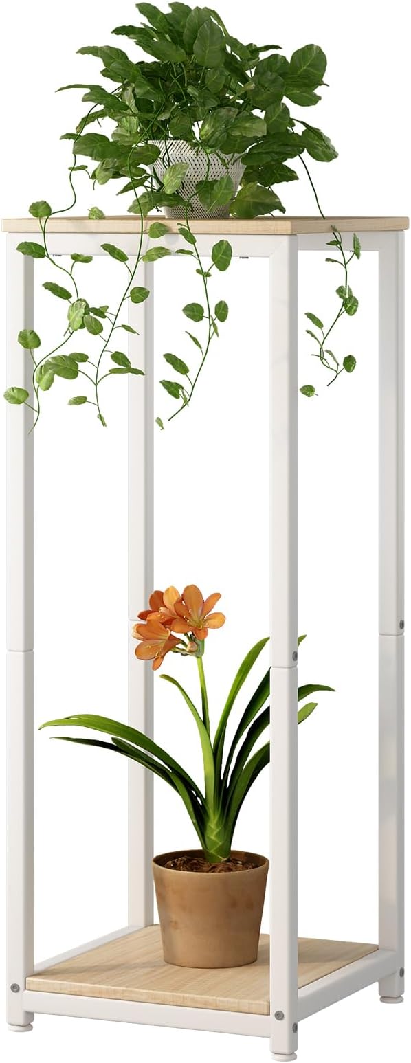 Plant Stand Indoor Corner Tall 2 Tier Metal Modern Flower Storage Plant Shelf by YIZAIJIA
