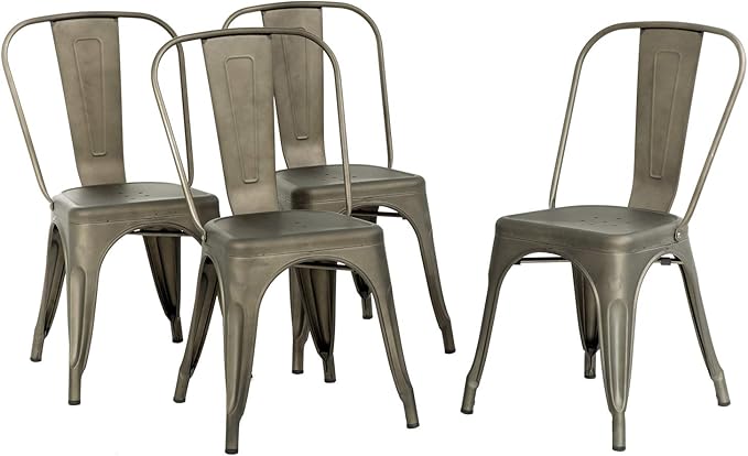 FDW Metal Chair Dining Chair Set of 4 Patio Chair Home Kitchen Chair 18 Inch by FDW