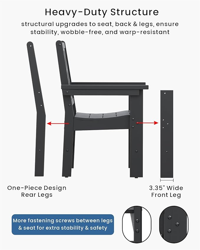 5-Piece Outdoor Dining Set, HDPE All-Weather Patio Table and Chairs Set - Image 5