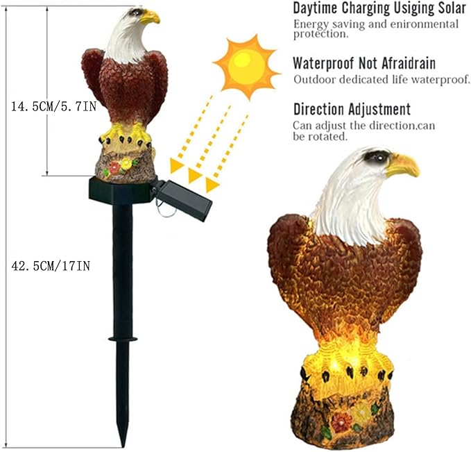 Outdoor Solar Lights, Eagle Solar Lights Outdoor Waterproof Eagle Decoration - Image 5