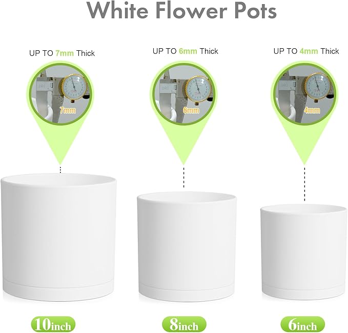 10/8/6 inch Deep Flower Pots, 3 Pack Cylinder Tall Plant Pots - Image 6
