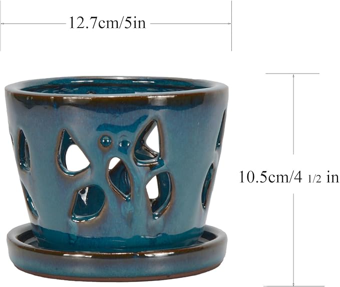 W&W Orchid Pot with Holes and Saucer - Image 6