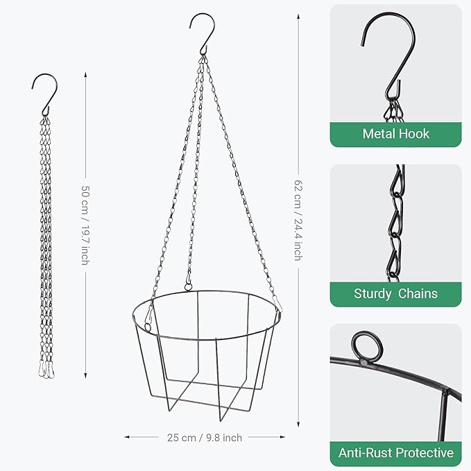 Metal & Macrame Plant Hanger Indoor/Outdoor Use – Heavy Duty Hanging Planter - Image 3
