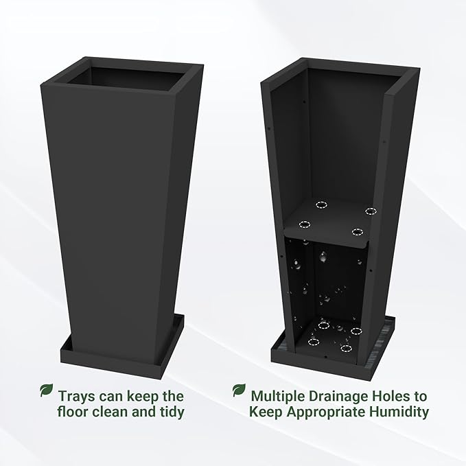 Tall Outdoor Planters Set of 2, 26 inch Tall Planters - Image 6