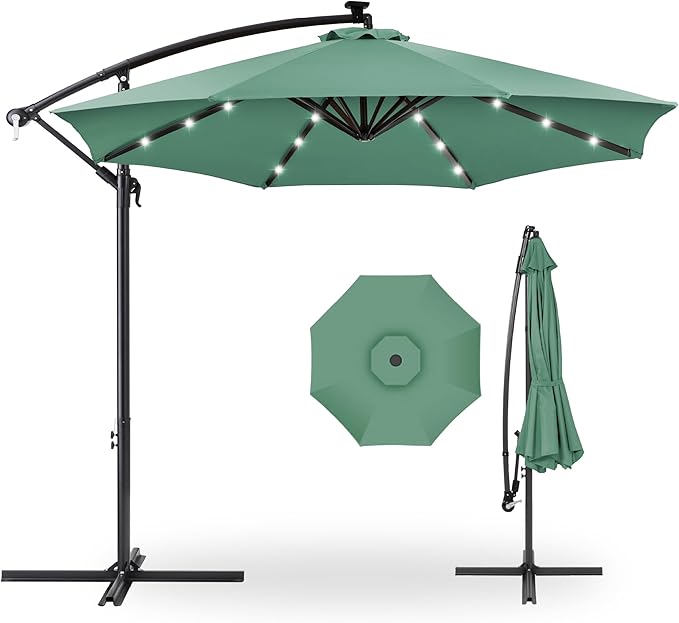 Best Choice Products 10ft Solar LED Offset Cantilever Hanging Market Patio by BestChoiceProducts