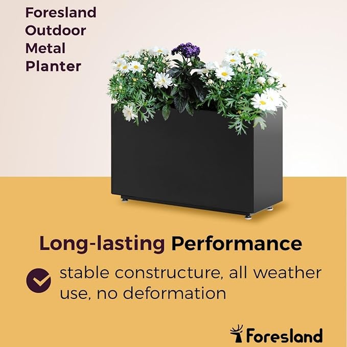 Outdoor Metal Planter Box 26Wx10Dx16H, Large Rectangular Trough Planters - Image 7
