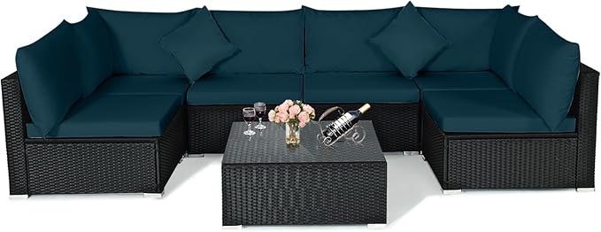 Tangkula 7 Piece Patio Furniture Set, Outdoor Wicker Sectional Sofa by TANGKULA