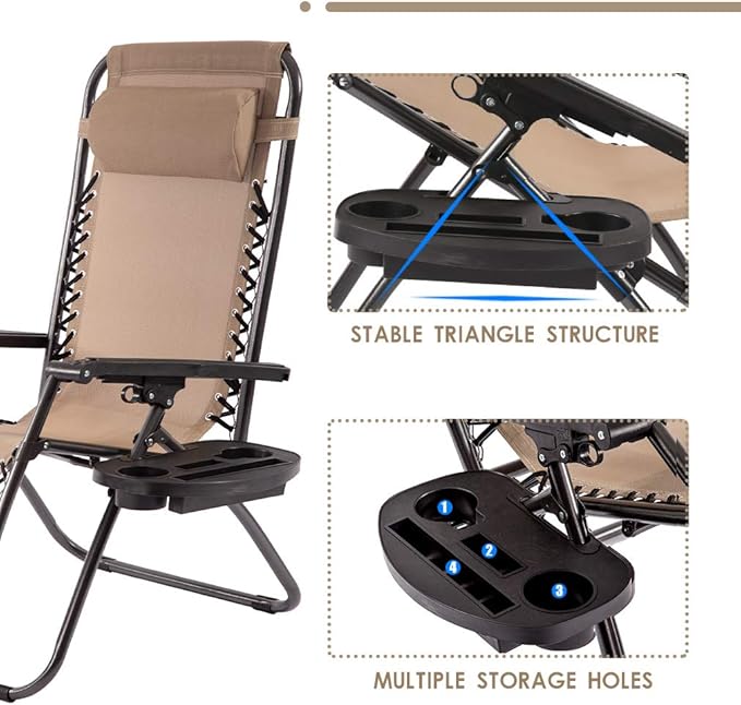 Set of 2 Zero Gravity Chairs Lounge Chair - Image 6