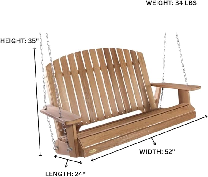 All Things Cedar PS50 Adirondack Outdoor Swing | 4-ft Cedar Porch Swing | - Image 7