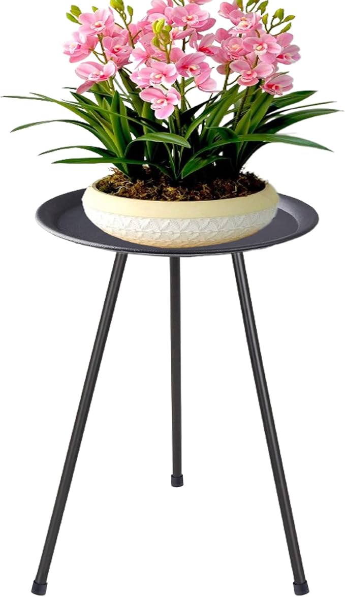 Plant Stand, Rust-proof Small Patio Table Round Metal Side Table by ZEECER