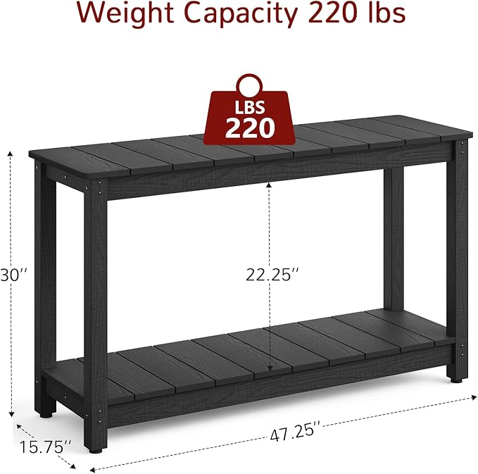 Stoog Outdoor Console Table, All-Weather 2-Tier Patio Console Table - Image 3