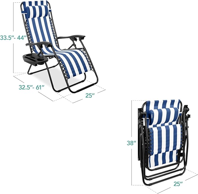 Best Choice Products Set of 2 Adjustable Steel Mesh Zero Gravity Lounge Chair - Image 2