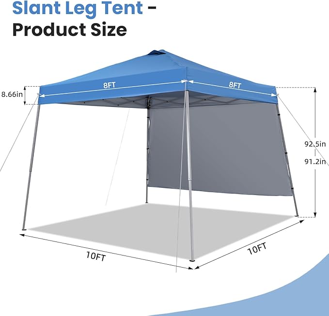 10X10 Pop Up Canopy, Slant Legs Instant Outdoor Canopy Tent - Image 7