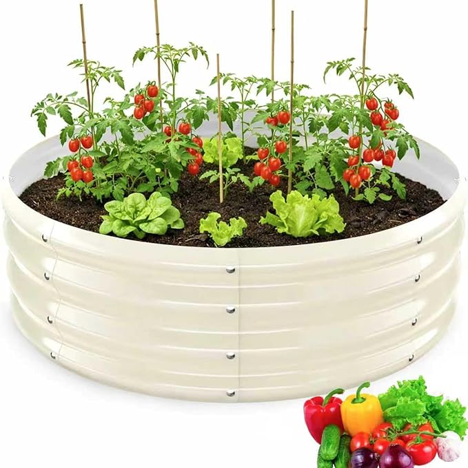 Round Galvanized Raised Garden Bed, Easy DIY Assembly, Above Ground Gardening by Unknown