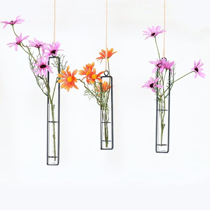 Aoderun Hanging Glass Planter Water Iron Art Hydroponic Vase Transparent Test - Image 7