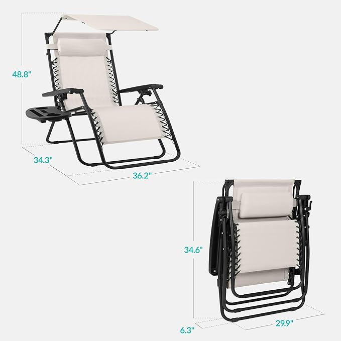 Best Choice Products 30” Wide Folding Zero Gravity Outdoor Recliner Patio - Image 2