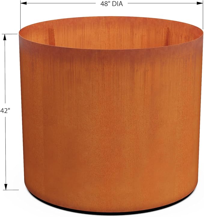 PLANTERCRAFT Corten Steel Metal Planter Box, Round Sizes, Modern Garden Steel - Image 5
