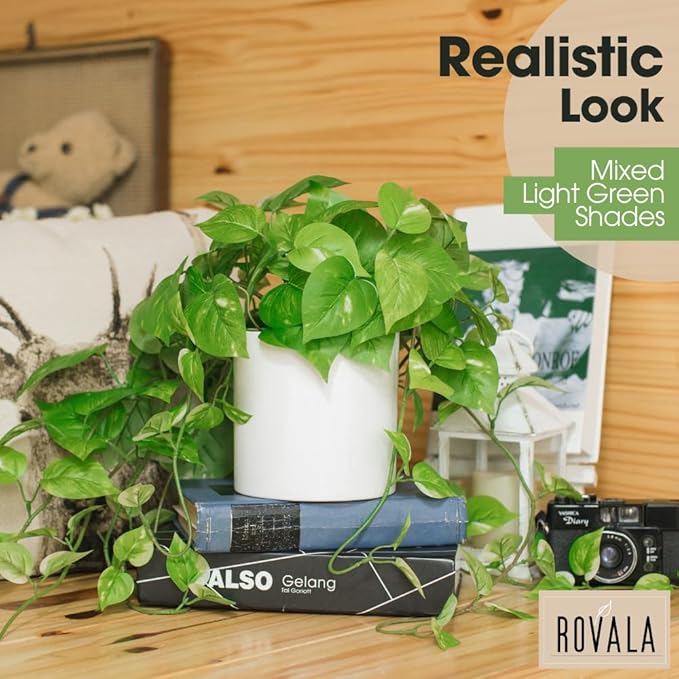 ROVALA Silk Plants for Home Decor Indoor in Pot Realistic Artificial Plants - Image 3