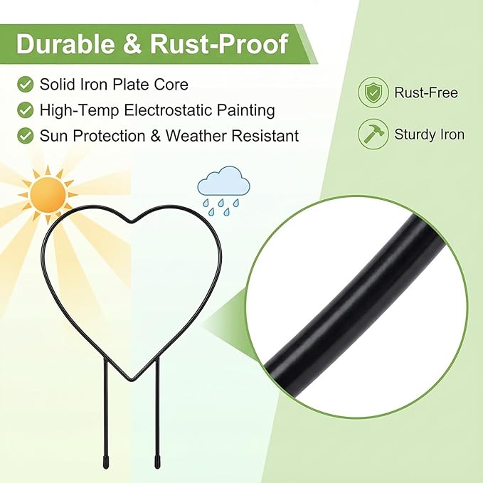 2 Pcs Heart Shaped Plant Trellis Indoor - Image 3