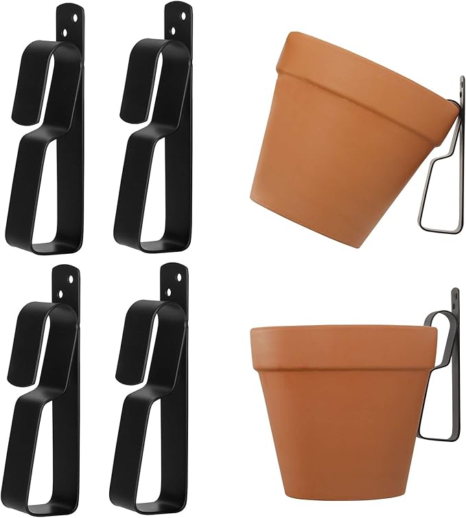 Terracotta Pot Hangers for 4-9in Clay Pots, Anti-Rust Iron Wall Plant Hangers by ChasBete