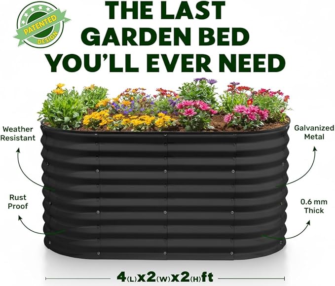 Plant & Plot Galvanized Raised Garden Beds Outdoor // 4×2×2 ft Planter Raised - Image 5