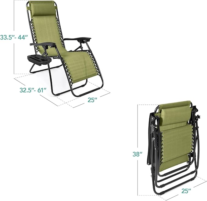 Best Choice Products Set of 2 Adjustable Steel Mesh Zero Gravity Lounge Chair - Image 2