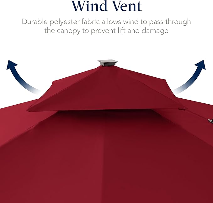 Best Choice Products 9x12ft LED Cantilever Patio Umbrella w/Base Included & - Image 7