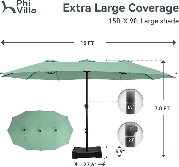 PHI VILLA 15ft Large Patio Umbrellas - Image 6