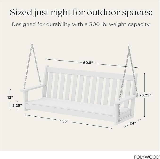 POLYWOOD GNS60WH Vineyard 60" Swing - Image 3