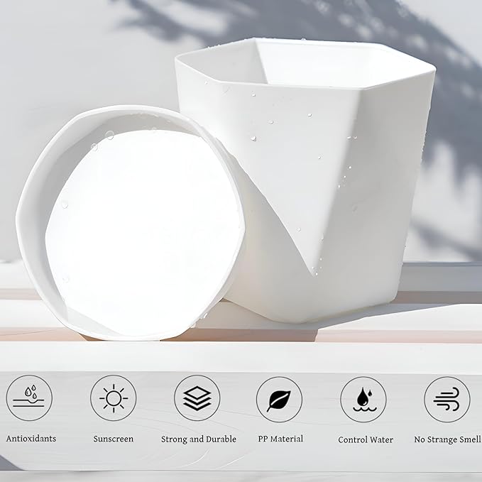 InmeRun Plant Pots Indoor Plastic Flower Pots Outdoor 7 inch Set of 6 Pack - Image 5