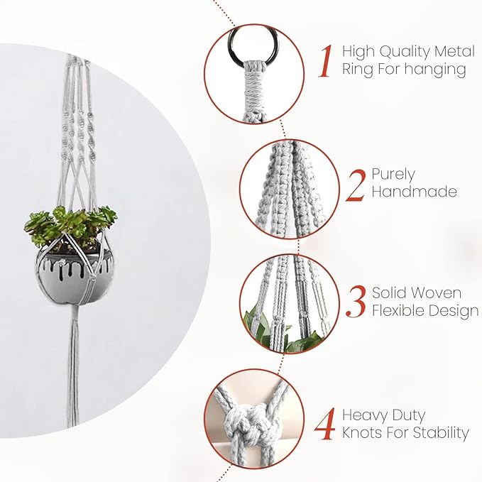 Plant Hanger Indoor, Macrame Plant Hangers Indoor Macrame Hanging Planters - Image 2