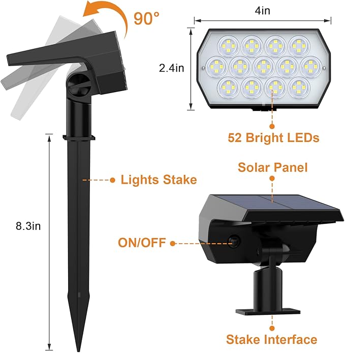 WELALO Solar Spot Lights Outdoor, Solar Landscape Spotlights, Solar Powered - Image 6
