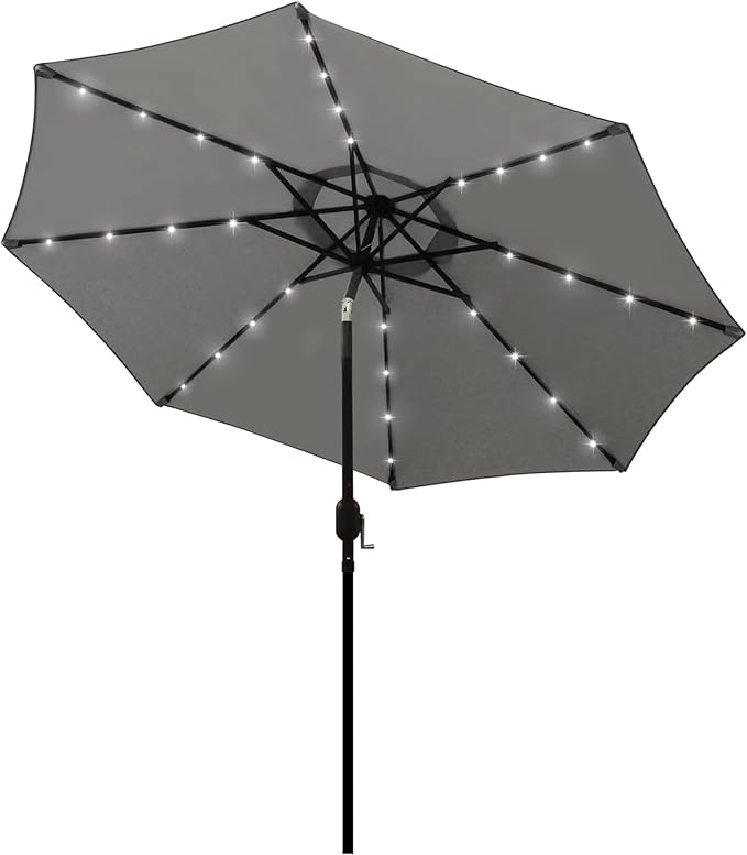 Blissun 9 ft Solar Umbrella, 32 LED Lighted Patio Umbrella, Table Market by Blissun
