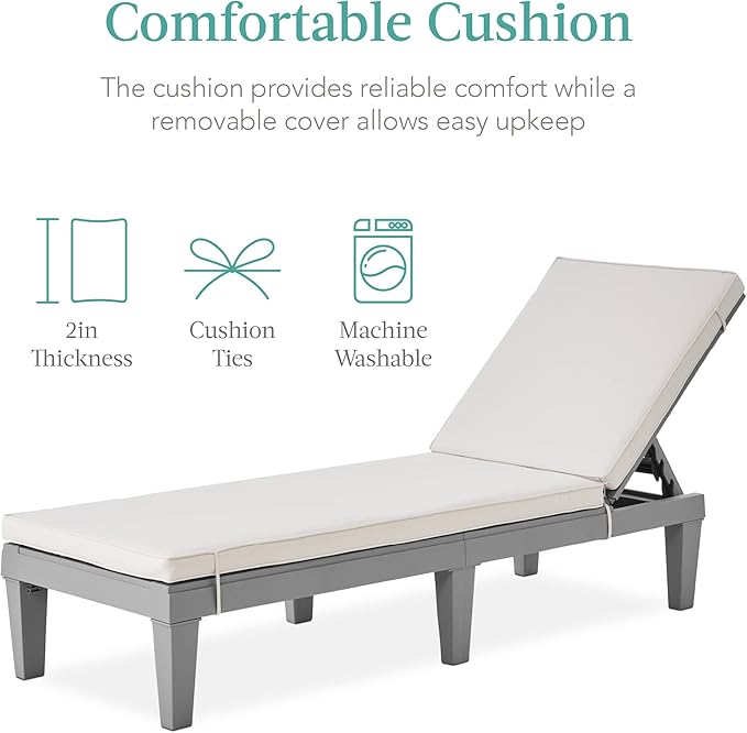 Best Choice Products Outdoor Lounge Chair, Resin Patio Chaise Lounger - Image 5