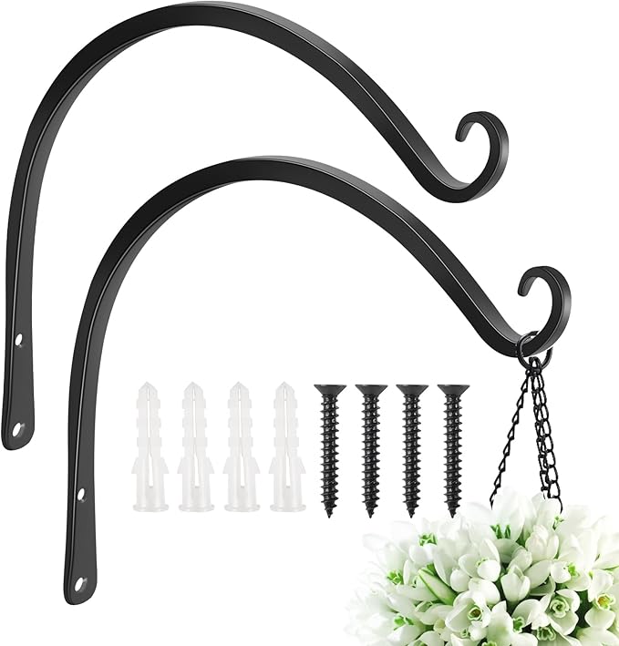 FEED GARDEN 2 Pack 14 Inch Hanging Plant Bracket Wall Hooks Decorative Plant by FEEDGARDEN