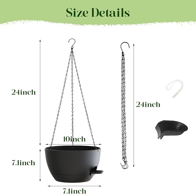 2 Pack 10 Inch Self Watering Hanging Planters - Image 3