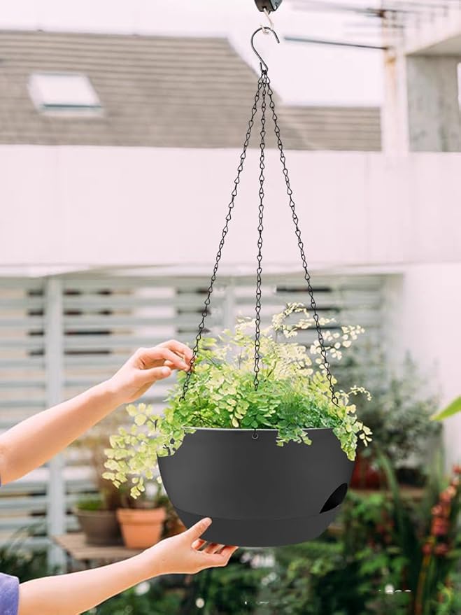 2 Pack Hanging Planters for Indoor Outdoor Plants, 12 Inch Self Watering - Image 5