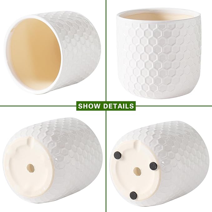Docrin Ceramic Planters Indoor, 8 Inch Plant Pot - Image 3