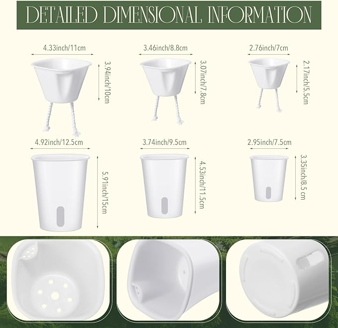 18 Pcs Self Watering Pots Plastic Plant 3 Sizes Flower Plant Pot - Image 3