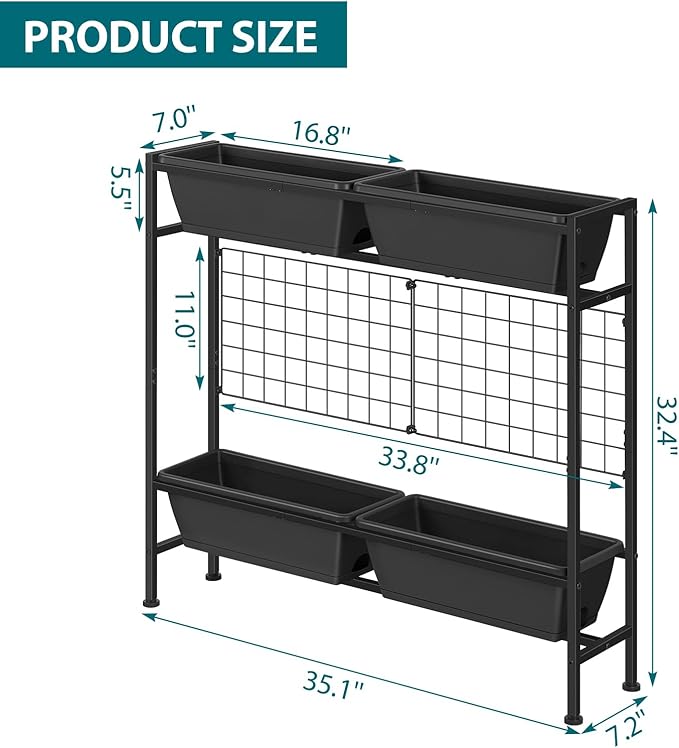 OYEAL Raised Garden Bed with Legs & Trellis, Vegetables - Image 2