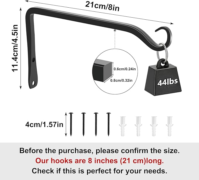 Gtongoko 2 Pack 8 Inch Metal Plant Hangers Wall Hooks - Image 2