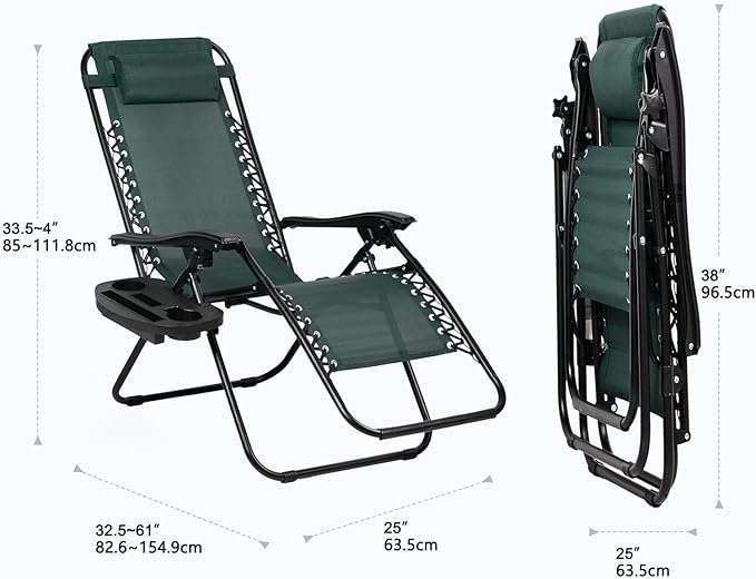Nazhura Set of 2 Relaxing Recliners Patio Chairs Adjustable Steel Mesh Zero - Image 3