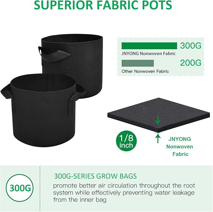 12-Pack 15 Gallon Thickened Non-Woven Grow Bags, Aeration Fabric Pots - Image 4